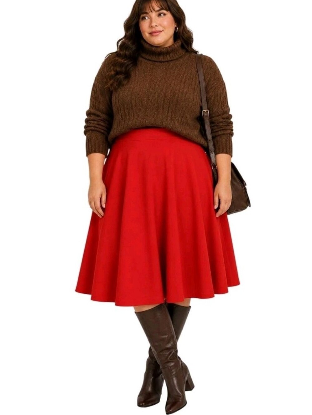 Modcloth Plus A-Line Midi Flare Skirt 3X Red NEW